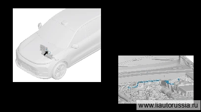 Обратная трубка аккумуляторной батареи — расположение