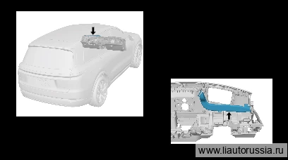 Левый дефростерный воздуховод в сборе. — расположение